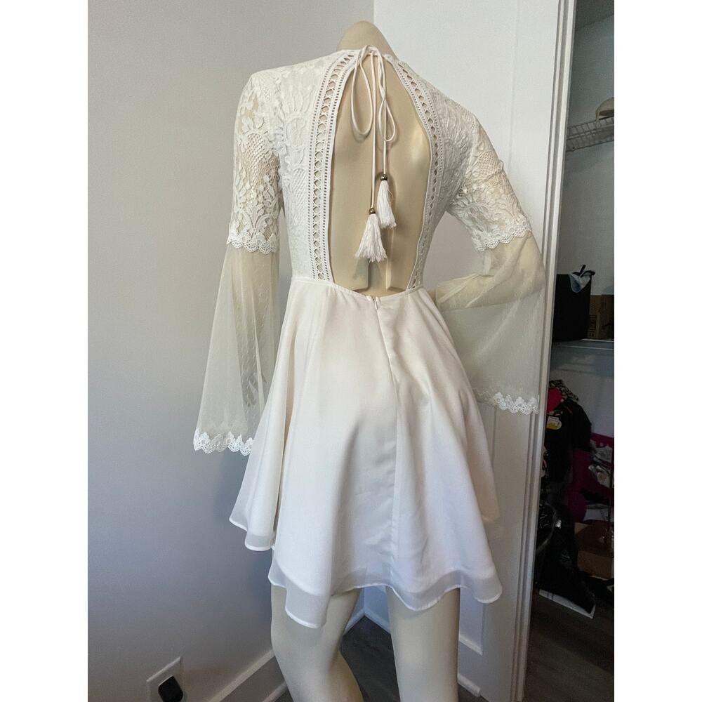 Two Sisters Bethany Lace Boho Short White Wedding Dress Size 8 - Picture 10 of 11